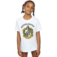 Harry Potter Girl's Hufflepuff Cotton T-Shirt in White | Size: 12-13 Years
