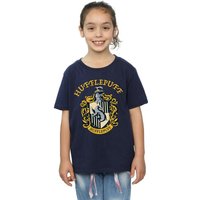 Harry Potter Girl's Hufflepuff Cotton T-Shirt in Navy | Size: 9 Years
