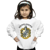 Harry Potter Girl's Hufflepuff Cotton Sweatshirt in White | Size: 5-6 Years