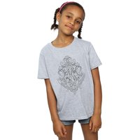 Harry Potter Girl's Hogwarts Draco Dormiens Crest Cotton T-Shirt in Grey | Size: 5-6 Years
