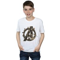 Avengers Infinity War Boy's Logo Cotton T-Shirt in White | Size: 5-6 Years