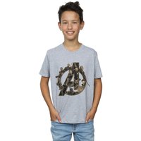 Avengers Infinity War Boy's Logo Cotton T-Shirt in Grey | Size: 9 Years