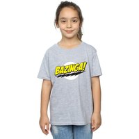 The Big Bang Theory Girl's Bazinga Cotton T-Shirt in Grey | Size: 9 Years