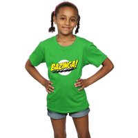 The Big Bang Theory Girl's Bazinga Cotton T-Shirt in Green | Size: 7-8 Years