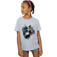 Disney Girl's Villains Sketch Cotton T-Shirt in Grey | Size: 5-6 Years