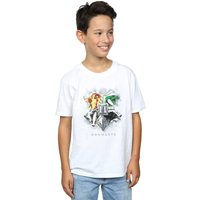 Harry Potter Boy's Hogwarts Painted Crest T-Shirt in White | Size: 9 Years
