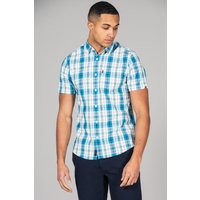 Cotton Short Sleeve Button Up Checked Shirt
