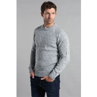 Kensington Eastside Men's Cable Knit Crew Neck Jumper in Grey | Size: 2XL