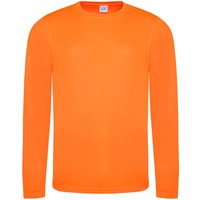 Just Cool Long Sleeve Cool Sports Performance Plain T Shirt Burnt
