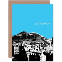 Wee Blue Coo Arthur's Seat Edinburgh Scottish Landmark Sky Blue Card