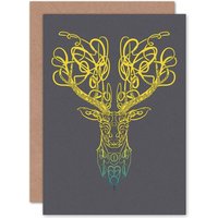 Artery8 Celtic Knot Stag Head Greetings Card in Grey