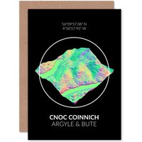Artery8 Cnoc Coinnich Mountain Topography Scotland Greetings Card in Black