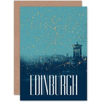 Artery8 Edinburgh Skyline Paint Greetings Card in Blue