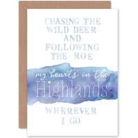 Artery8 Heart In The Highlands Watercolour Greetings Card in Blue