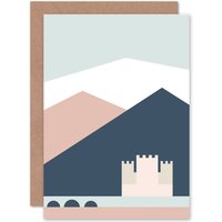 Artery8 Pastel Geometric Eilean Donan Castle Greetings Card