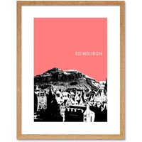 Artery8 Wall Art Print Arthurs Seat Edinburgh Scotland Scottish Landmark Coral Framed Art in Beige | Size: W7" x H9"