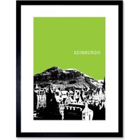Artery8 Wall Art Print Arthurs Seat Edinburgh Scotland Scottish Landmark Green Framed Art in Black | Size: W7" x H9"