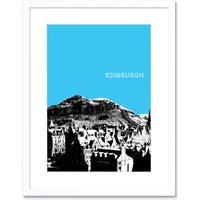 Artery8 Wall Art Print Arthurs Seat Edinburgh Scotland Scottish Landmark Sky Blue Framed Art in White | Size: W7" x H9"