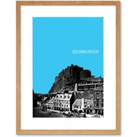 Artery8 Wall Art Print Grassmarket Edinburgh Scotland Scottish Landmark Sky Blue Framed Art in Beige | Size: W7" x H9"