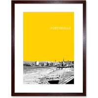Artery8 Wall Art Print Portobello Edinburgh Scotland Scottish Landmark Yellow Framed Art in Brown | Size: W7" x H9"