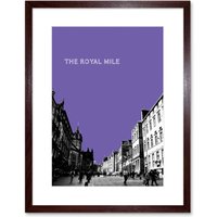 Artery8 Wall Art Print Royal Mile Edinburgh Scotland Famous Street Purple Framed Art in Brown | Size: W7" x H9"