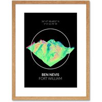 Artery8 Wall Art Print Ben Nevis Mountain Topography Highland Scotland Framed Art in Beige | Size: W7" x H9"