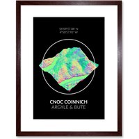 Artery8 Wall Art Print Cnoc Coinnich Mountain Topography Argyll & Bute Scotland Framed Art in Brown | Size: W7" x H9"
