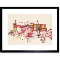 Artery8 Wall Art Print Inverness Castle Highland Scotland Scottish Watercolour Framed Art in Black | Size: W7" x H9"