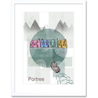 Artery8 Wall Art Print Portree Isle Skye Scotland Graphic Design Style Framed Art in White | Size: W7" x H9"
