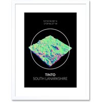 Artery8 Wall Art Print Tinto Mountain Topography Lanarkshire Scotland Framed Art in White | Size: W7" x H9"
