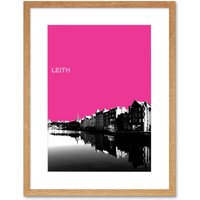 Artery8 Wall Art Print Leith Shore Edinburgh Scotland Scottish Landmark Pink Framed Art in Beige | Size: W7" x H9"