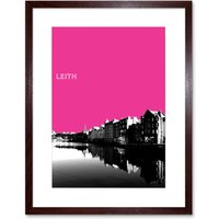 Artery8 Wall Art Print Leith Shore Edinburgh Scotland Scottish Landmark Pink Framed Art in Brown | Size: W7" x H9"
