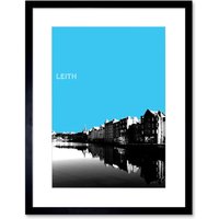 Artery8 Wall Art Print Leith Shore Edinburgh Scotland Scottish Landmark Sky Blue Framed Art in Black | Size: W7" x H9"