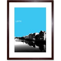 Artery8 Wall Art Print Leith Shore Edinburgh Scotland Scottish Landmark Sky Blue Framed Art in Brown | Size: W7" x H9"