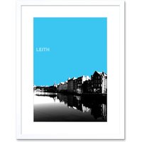 Artery8 Wall Art Print Leith Shore Edinburgh Scotland Scottish Landmark Sky Blue Framed Art in White | Size: W7" x H9"