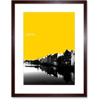 Artery8 Wall Art Print Leith Shore Edinburgh Scotland Scottish Landmark Yellow Framed Art in Brown | Size: W7" x H9"