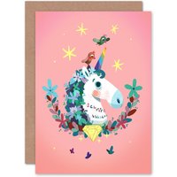Artery8 Unicorn Diamond Birds Kids Birthday Child Kids Card