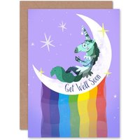 Wee Blue Coo Unicorn Rainbow Get Well Kids Child Card
