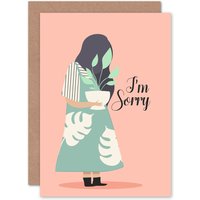 Artery8 Sorry Plant Lady Greetings Card in Pink