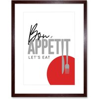 Artery8 Wall Art Print Bon Appetit Typography Framed in Brown | Size: W7" x H9"