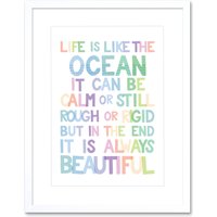 Artery8 Wall Art Print Ocean Always Beautiful Framed in White | Size: W7" x H9"