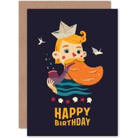 Artery8 Sailor Boy Happy Birthday Greetings Card in Dark Navy