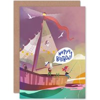 Artery8 Pirate Map Kids Boys Birthday Greetings Card