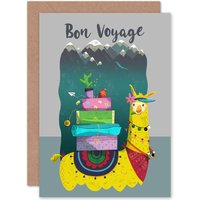 Artery8 Llama Bon Voyage Farewell Greetings Card in Grey