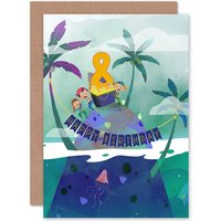 Artery8 Pirate Treasure Boys 8th Birthday Greetings Card in Green