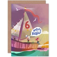 Artery8 Pirate Map Boys 6th Birthday Greetings Card