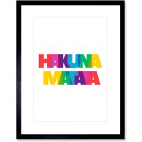 Artery8 Wall Art Print Hakuna Matata Colourful Typography Framed in Black | Size: W7" x H9"