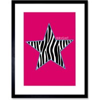 Artery8 Wall Art Print Pink Zebra Bright Framed in Black | Size: W7" x H9"