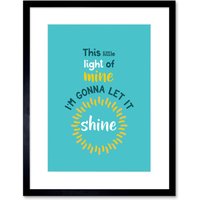 Artery8 Wall Art Print Kids Little Light of Mine Shine Framed in Black | Size: W7" x H9"