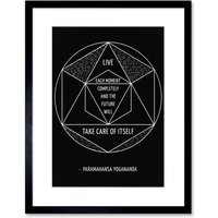 Artery8 Wall Art Print Motivational Live Each Moment Paramahansa Yogananda Framed in Black | Size: W7" x H9"